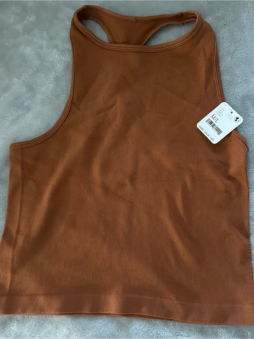 Free People Ribbed Racerback Tank - Rust Brown